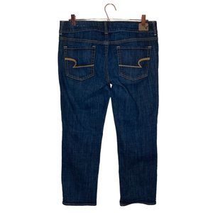 American Eagle Size 12 Regular 12R Dark Wash Denim Artist Crop Stretch Jeans
